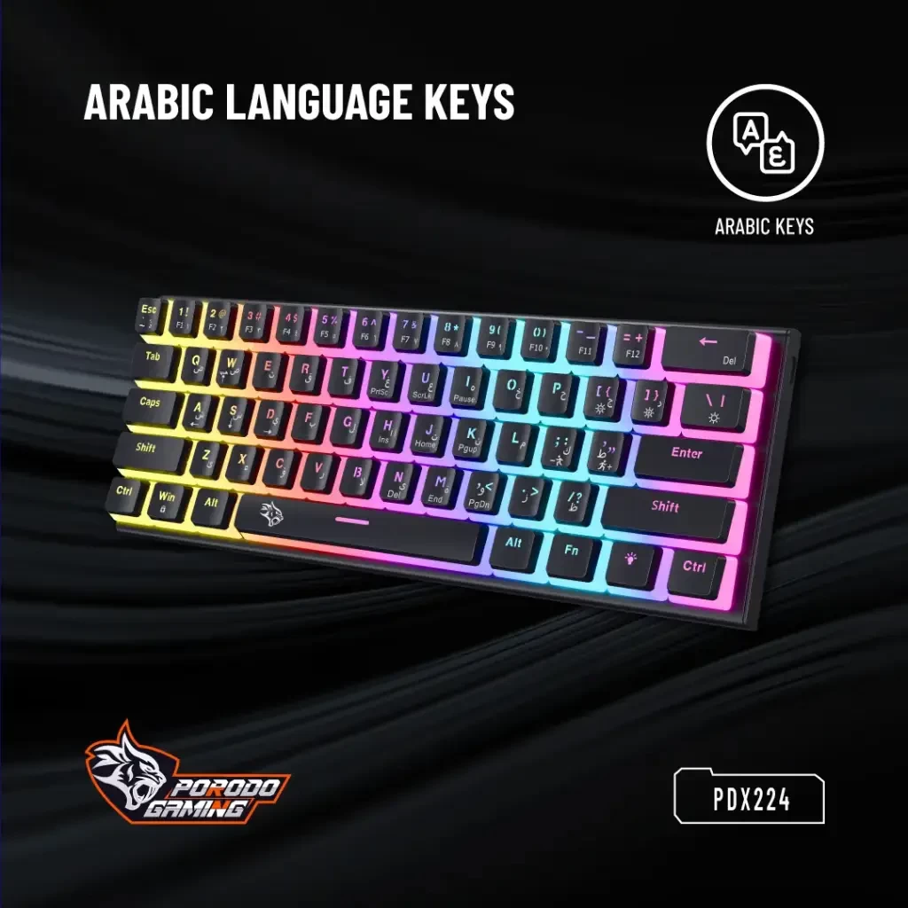 Porodo Gaming 61 Keys Pudding Mechanical Keyboard PDX224