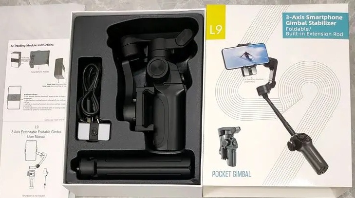 L9 3-Axis Smartphone Gimbal Stabilizer Foldable Built-in Extension Rod