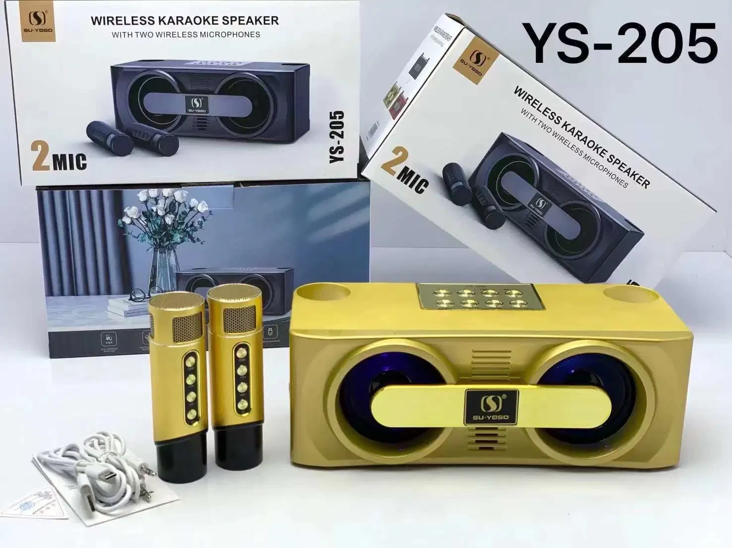 SU-YOSD Wireless Karaoke Speaker With Two Wireless 2MIC YS-205