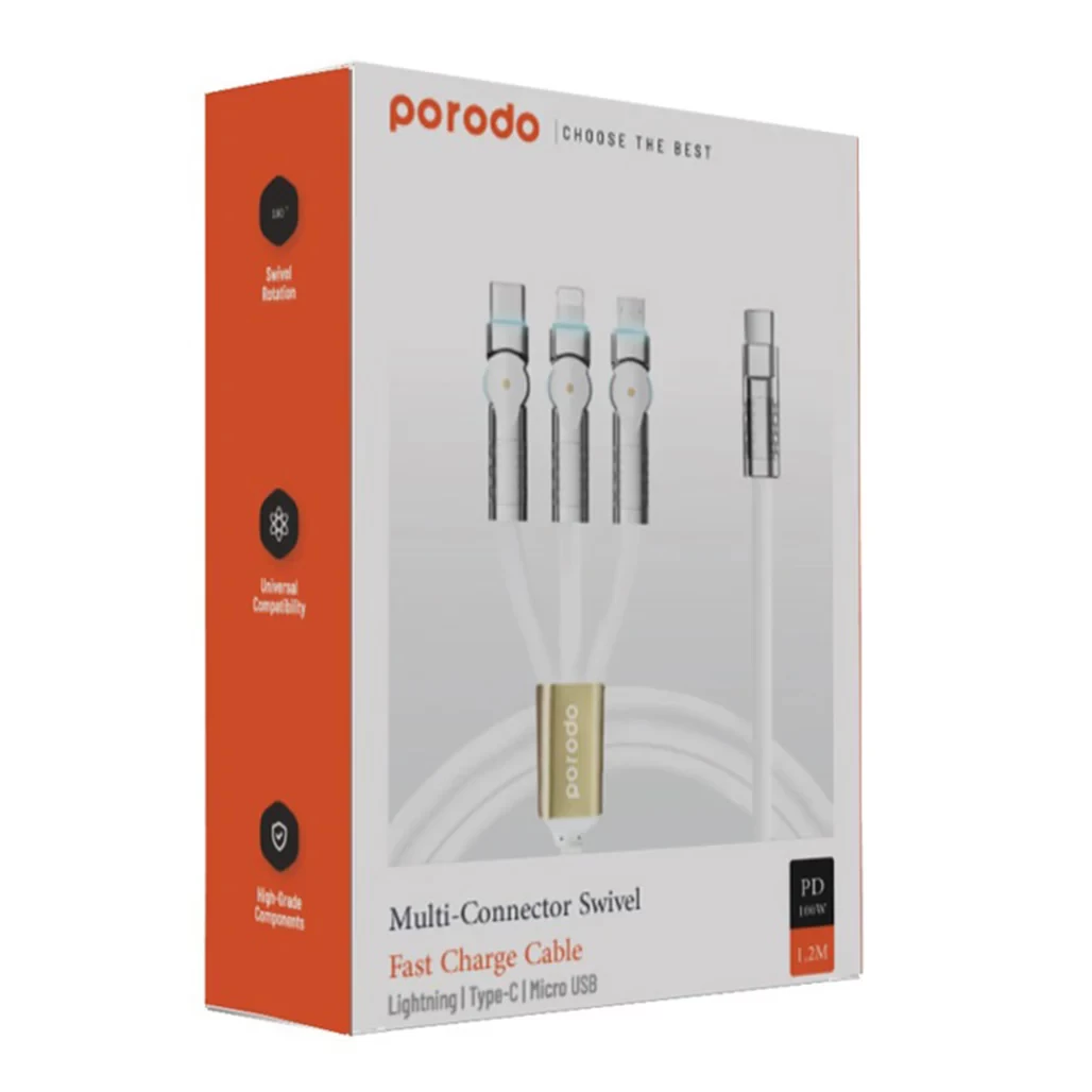 Porodo Multi-Connector Swivel Fast Charger Cable