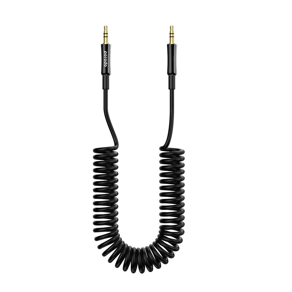 Porodo 3.5MM Lightning AUX Coiled Audio Cable 1.2M