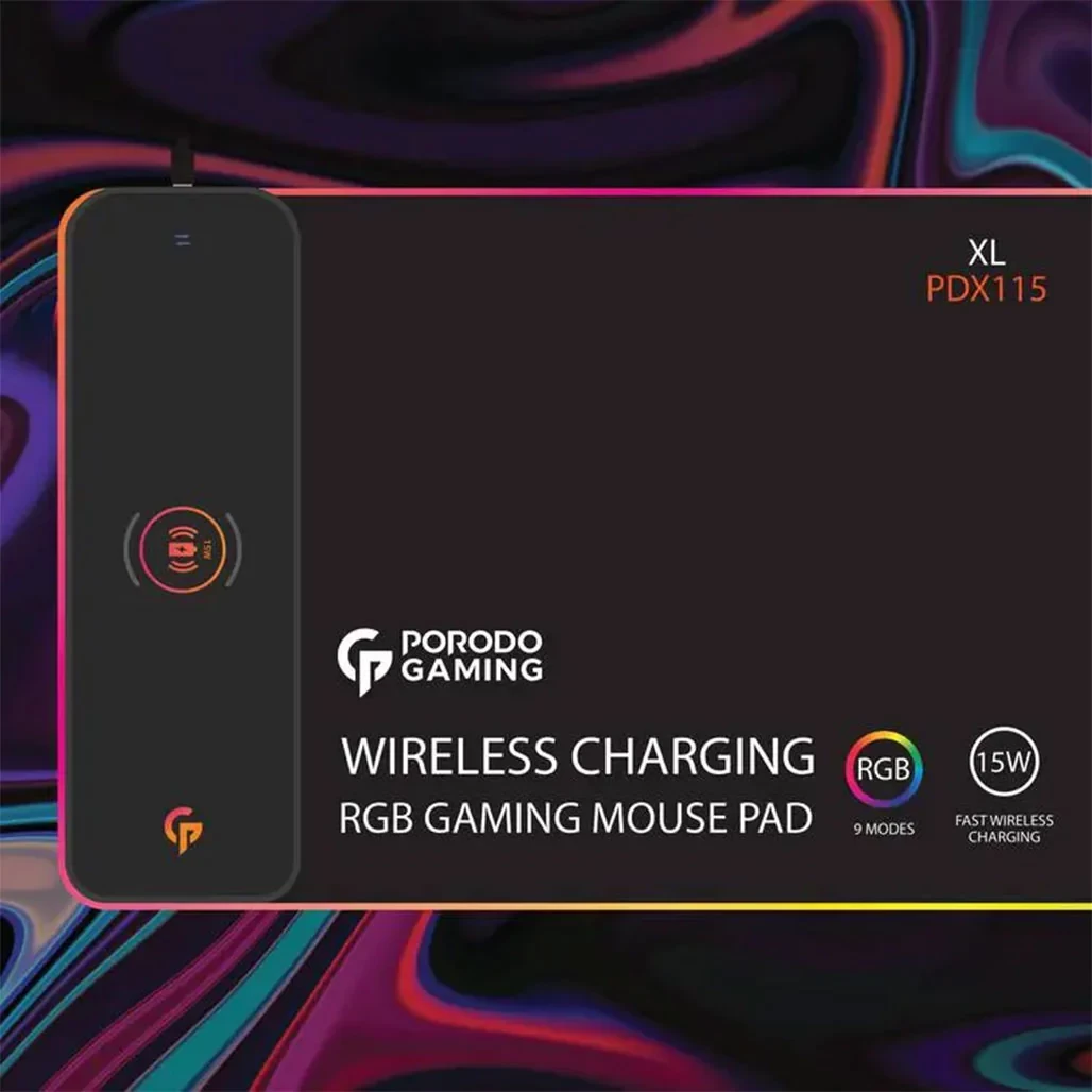 Porodo Wireless Charging RGB Gaming Mouse PAD PDX115