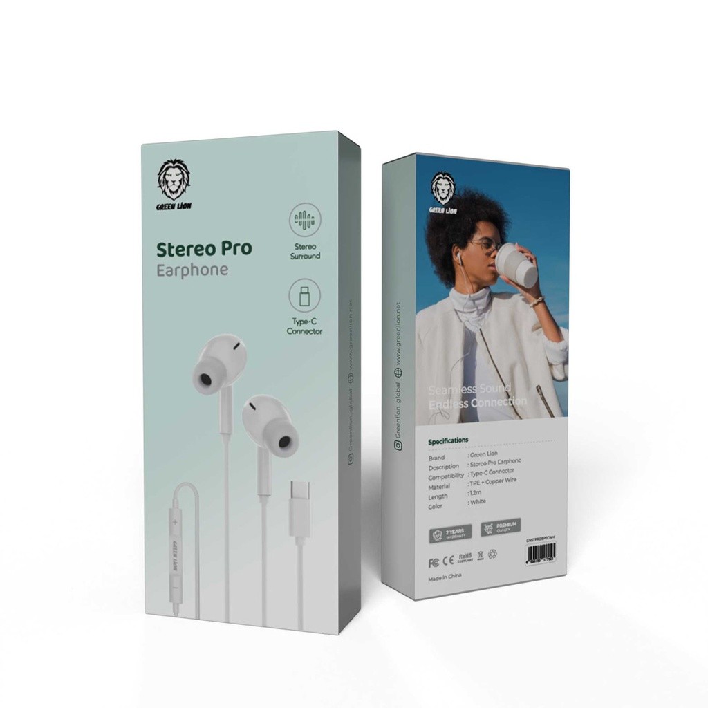 Green Lion Stereo earphone Type-C Connector
