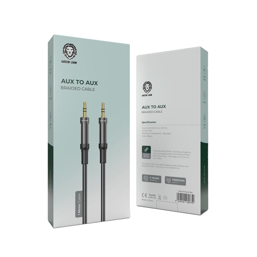 Green Lion Aux to Aux Braided Cable 1M