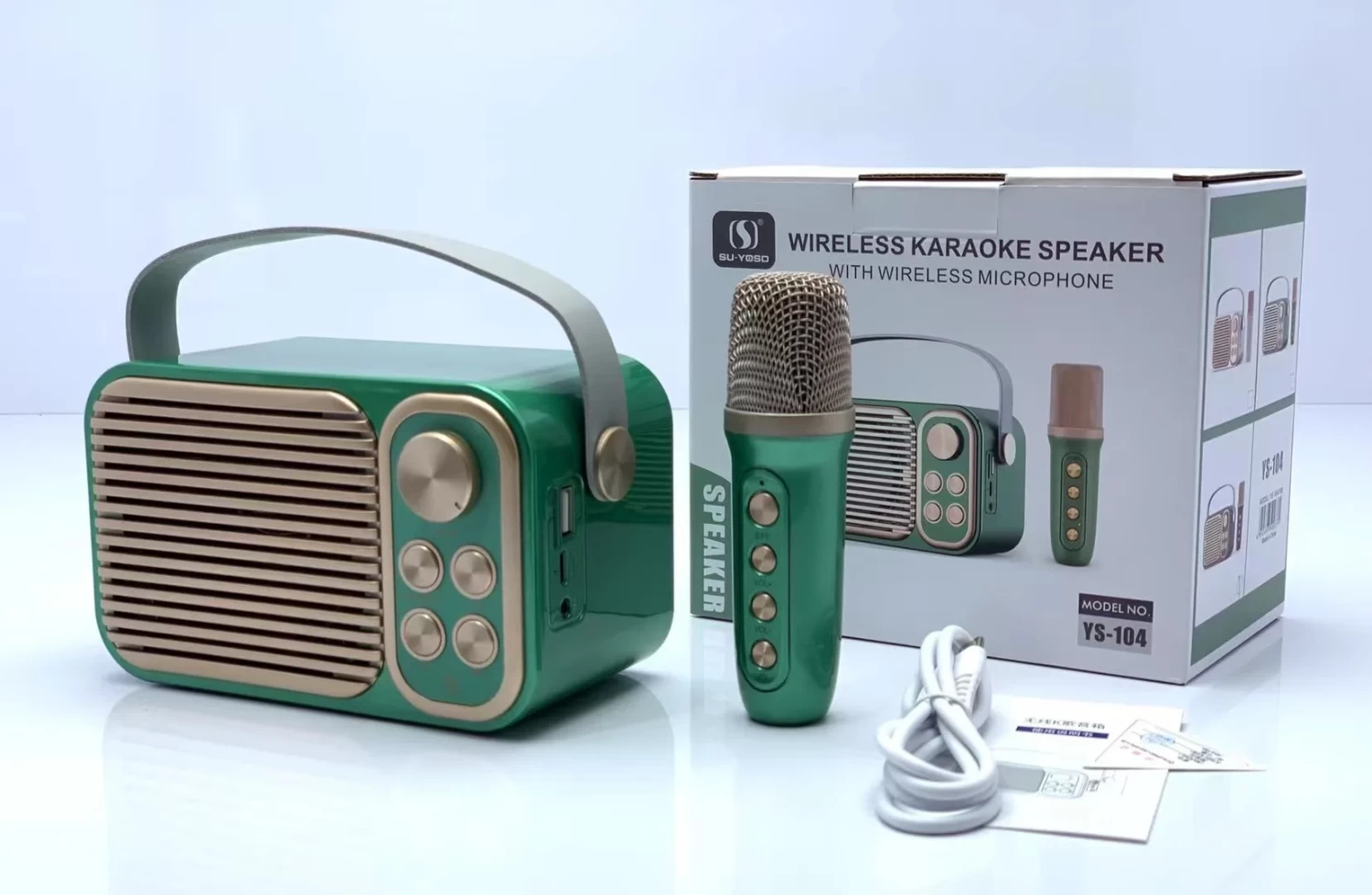 SU-YOSD Wireless Karaoke Speaker With Two Wireless Microphone YS-104