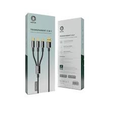 Green Lion Transparent 3 IN 1 USB-A TO USB-C/Lightning/Micro